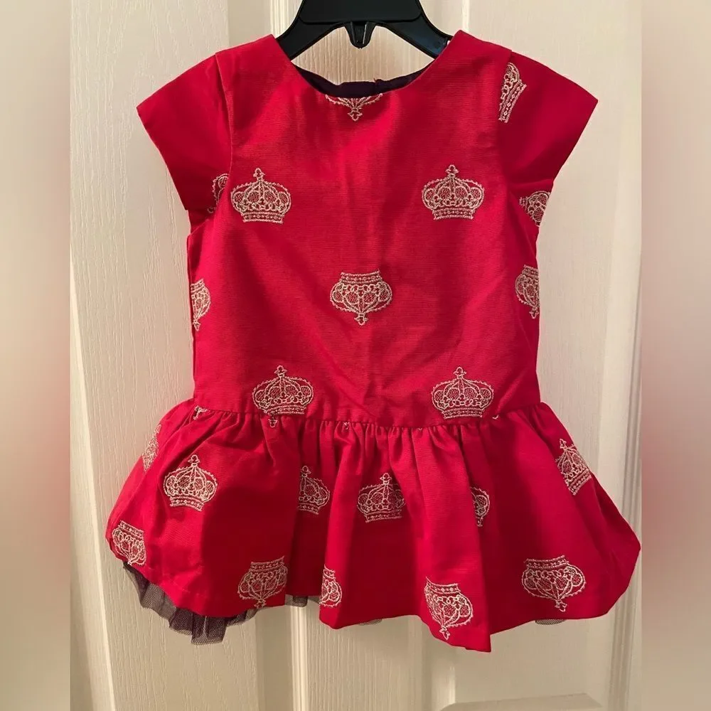 Genuine Kids from OshKosh Girls Red Purple Tulle Crown Dress Size 12 Months